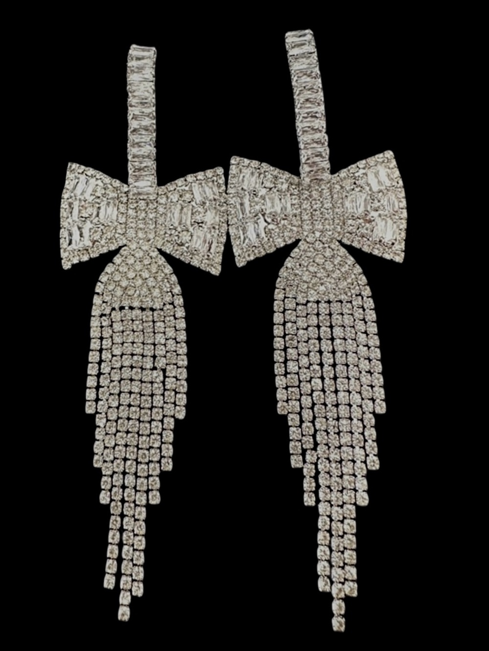 Christian Siriano cubic zirconia glass stone bow earrings new in box